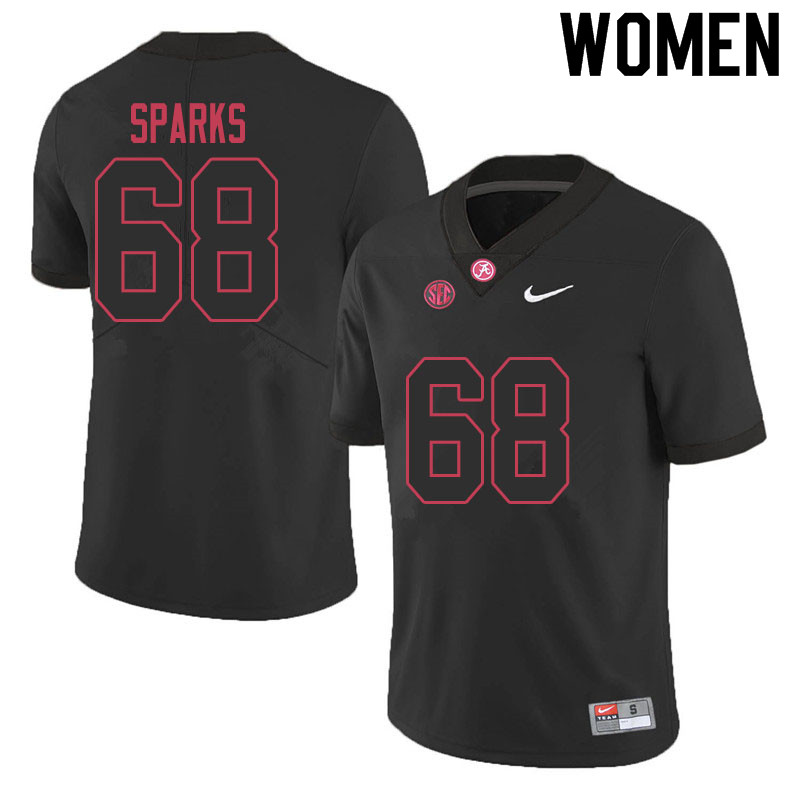 Alabama Crimson Tide Women's Alajujuan Sparks #68 Black NCAA Nike Authentic Stitched 2020 College Football Jersey AB16S54DF